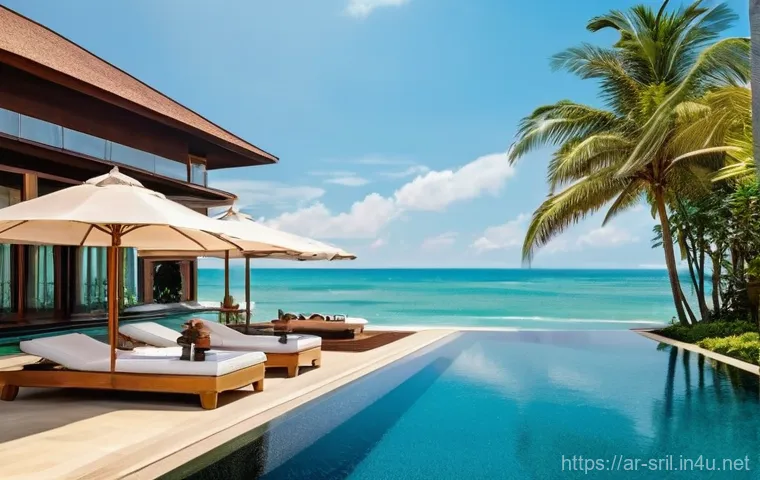 스리랑카 관광 추천 숙소 - **Prompt for a Luxury Beach Resort:**
    "A stunning, opulent beachfront resort in Sri Lanka, featu...