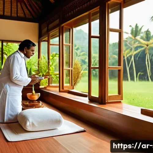 스리랑카 아유르베다 스파 - **Prompt for Ayurveda Consultation:**
    "A serene and wise male Ayurvedic doctor, dressed in tradi...