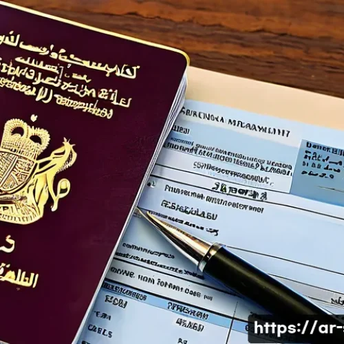 스리랑카 여권 소지자 비자 정보 - A detailed digital illustration of a Sri Lankan passport on a wooden desk surrounded by official vis...