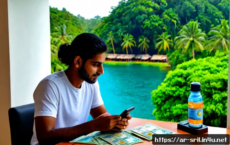 스리랑카 초보 여행자를 위한 가이드 - Photorealistic travel planning scene for a first-time Sri Lanka visitor from the Arab world, modestl...